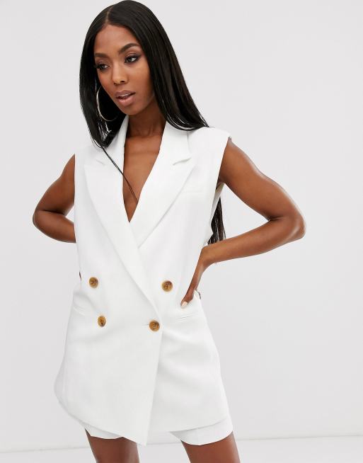 ASOS DESIGN – Elfenbensvit kostym utan ärm, 2 av 3