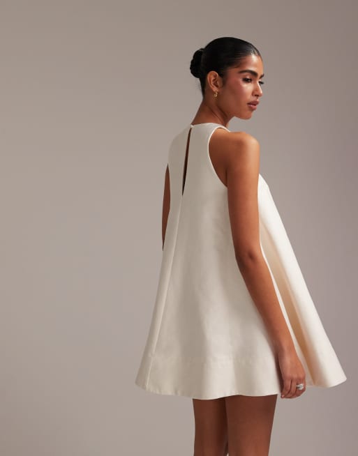 ASOS DESIGN – Elfenbensvit, strukturerad shiftklänning av satin i minilängd, 5 av 6
