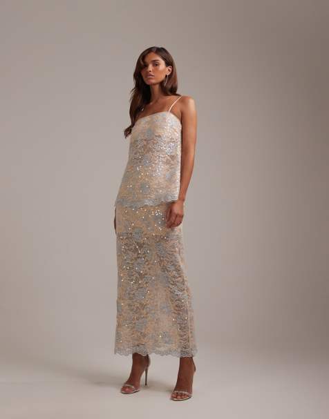 ASOS DESIGN – Elfenbensvit, utsmyckad kjol i spets, del av set - view 1