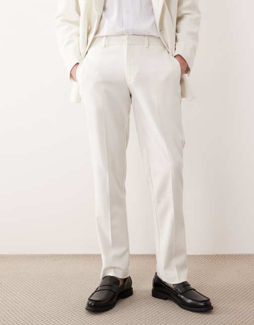ASOS DESIGN – Elfenbensvita, smala smokingbyxor med satindetalj, 2 av 5