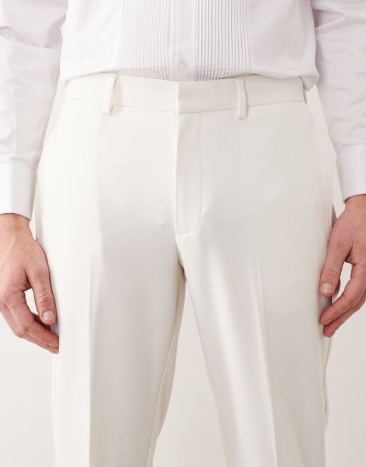 ASOS DESIGN – Elfenbensvita, smala smokingbyxor med satindetalj, 4 av 5