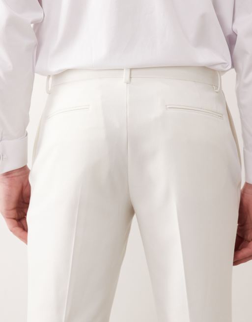 ASOS DESIGN – Elfenbensvita, smala smokingbyxor med satindetalj, 5 av 5