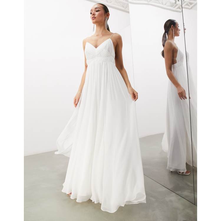 Spaghetti strap empire 2025 waist wedding dress