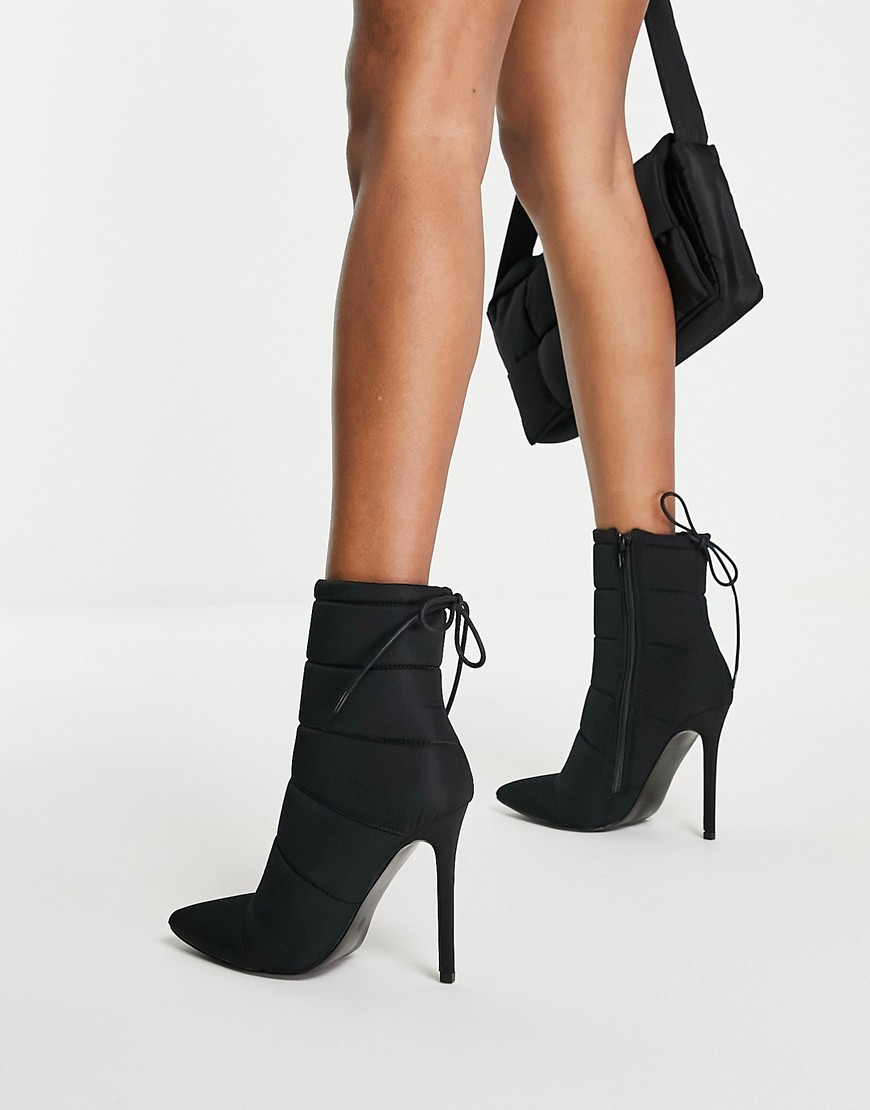 ASOS DESIGN Elisha high-heeled padded ankle boots in black