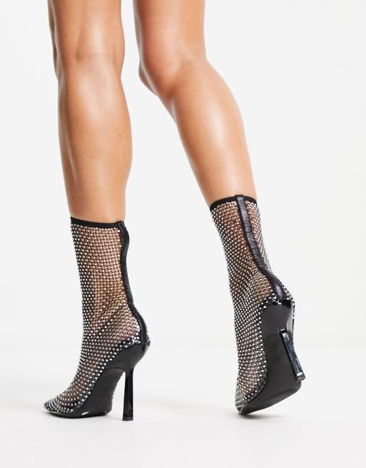 Black rhinestone deals ankle boots