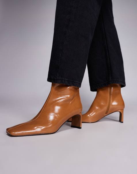 ASOS DESIGN – Eliza – Ankle Boots in Toffee mit zurückgesetztem Absatz - view 1