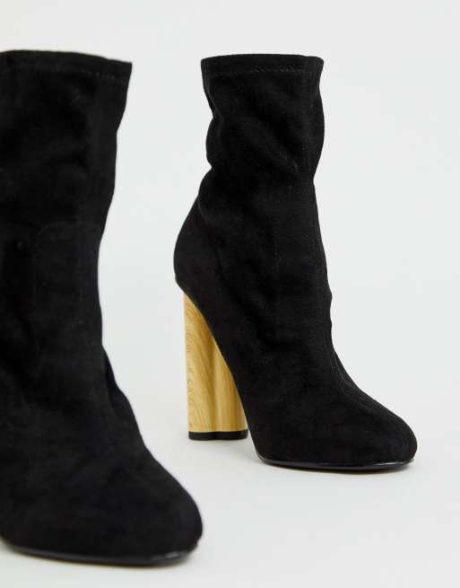 ASOS DESIGN Eliza Bottines effet chaussettes talons en bois