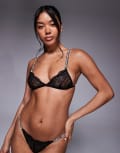 [ASOS DESIGN] ASOS DESIGN Eliza lace triangle bra with diamante straps in black 8 BLACK