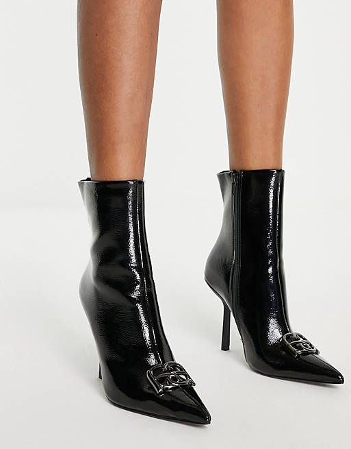  Boots/Eliza pointed high-heeled boots with trim in black 