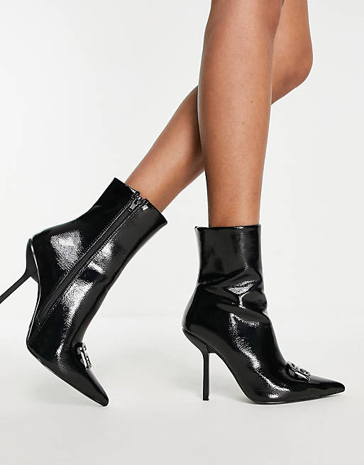  Boots/Eliza pointed high-heeled boots with trim in black 