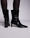 [ASOS DESIGN] ASOS DESIGN Eliza set back heel ankle boots in black eel 35 BLACK EEL