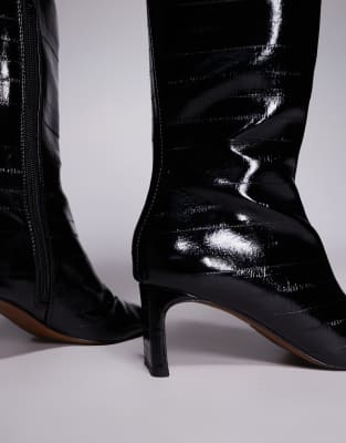 Asos Design Eliza Set Back Heel Ankle Boots In Black
