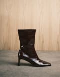[ASOS DESIGN] ASOS DESIGN Eliza set-back heel ankle boots in burgundy eel-Red 37 BURGUNDY EEL
