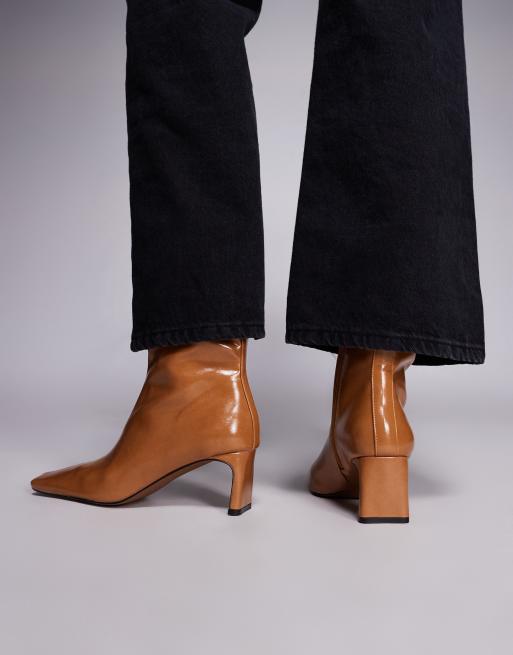 ASOS DESIGN Eliza set back heel ankle boots in toffee, 3 of 4