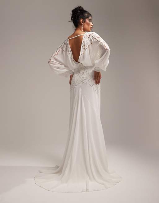 Blouson wedding 2024 dress with sleeves