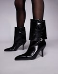 [ASOS DESIGN] ASOS DESIGN Ella wide heeled ankle boots with buckle detail in black 38 BLACK