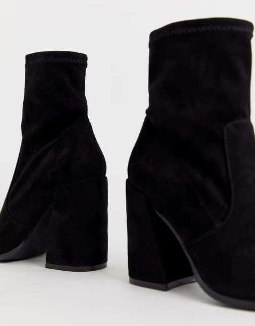 ASOS DESIGN - Ellan - Stivaletti a calza pianta larga neri con tacco, 3 di 4