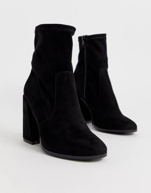 ASOS DESIGN - Ellan - Stivaletti a calza pianta larga neri con tacco, 4 di 4