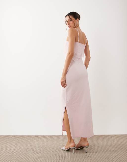 ASOS DESIGN - Ellen - Cami slipdress met kanten rand in roze, 4 van 4