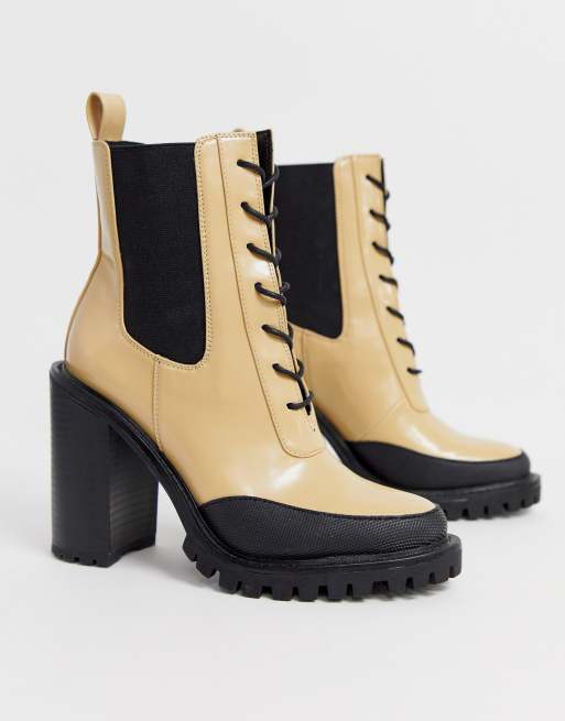 a pair chunky boots beige