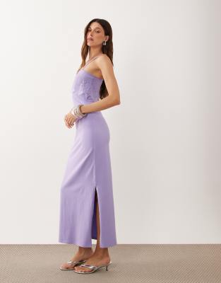 ASOS DESIGN Ellen lace trim cami slip dress in lilac