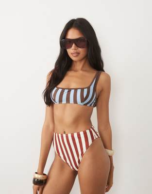 Asos Design Ellie Mirissa Scoop Neck Bikini Top In Multi