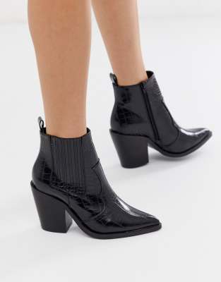 black ankle western boots