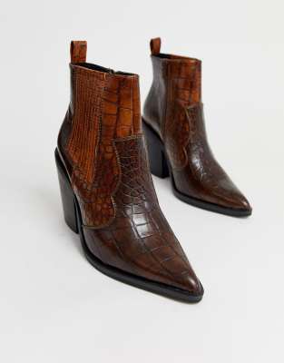 brown crocodile ankle boots