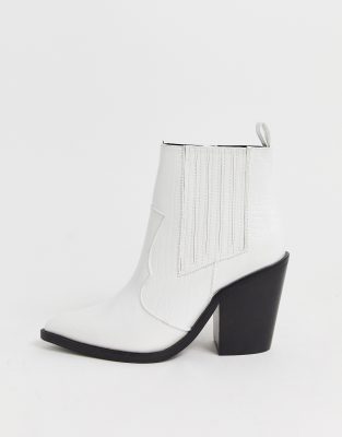 white croc ankle boots