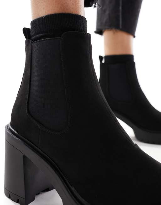 ASOS DESIGN Elma heeled chunky chelsea boots in black ASOS