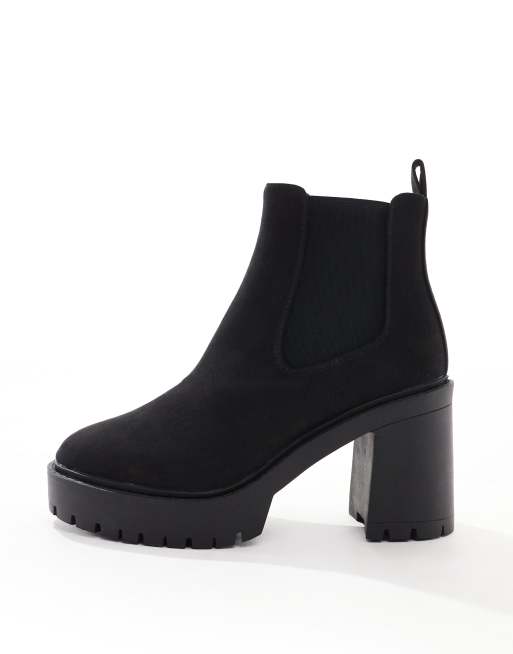 ASOS DESIGN Elma heeled chunky chelsea boots in black ASOS