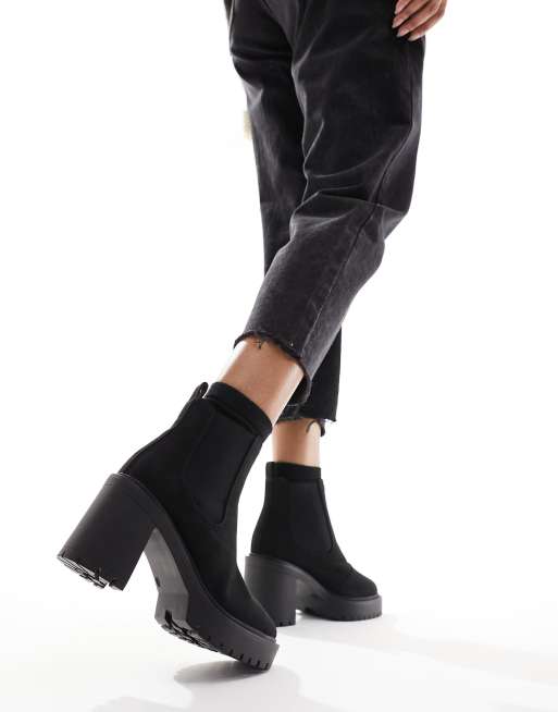 ASOS DESIGN - Elma - Stivaletti Chelsea neri con suola spessa e tacco, 4 di 4