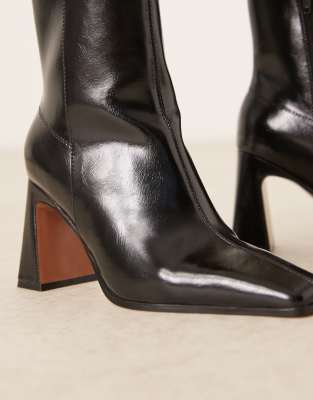 Asos Design Elodie Chisel Toe Heeled Boots In Black