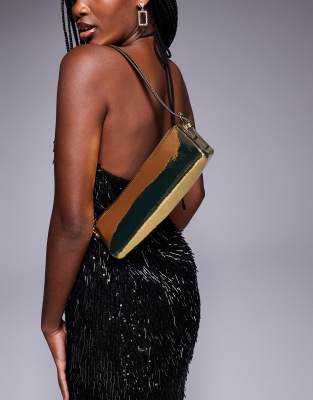 elongated boxy shoulder bag in gold