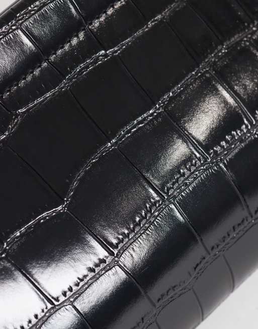ASOS DESIGN elongated clutch bag in black croc, 3 of 4