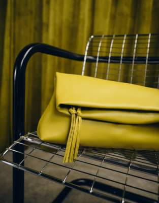 Asos Design Elongated Clutch Bag In Yellow