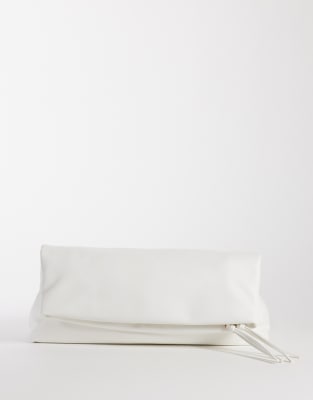 Asos Design Elongated Clutch Purse In White