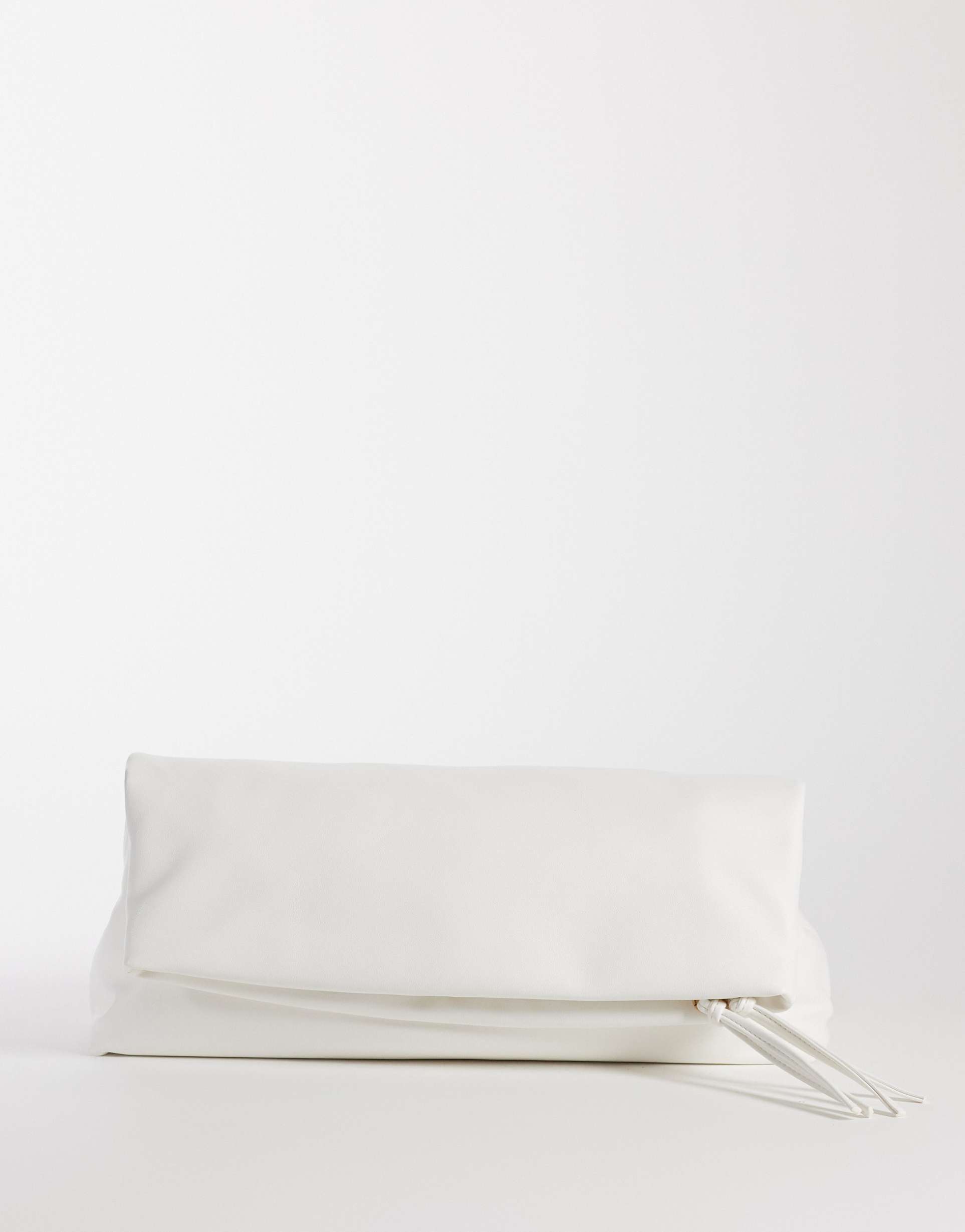 asos design elongated clutch purse in white