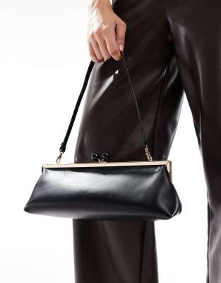 Asos Design Elongated Frame Clutch Bag In Black