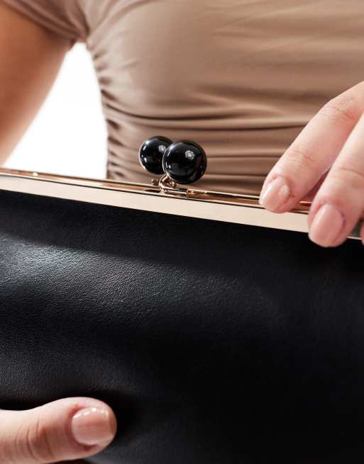 ASOS DESIGN elongated frame shoulder bag with detachable strap in black