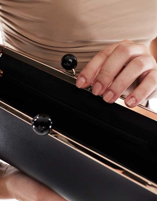 ASOS DESIGN elongated frame shoulder bag with detachable strap in black