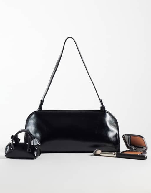 ASOS DESIGN elongated mini me shoulder bag in black, 2 of 4