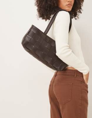 Asos Design Elongated Woven Tote Bag In Black