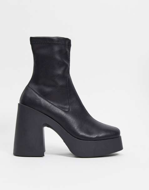 asos design elsie high heeled sock boot x
