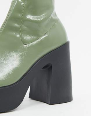 sage green platform boots