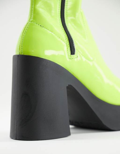 ASOS DESIGN – Elsie – Lackstiefel in Neongrün mit hohem Absatz, 4 von 4