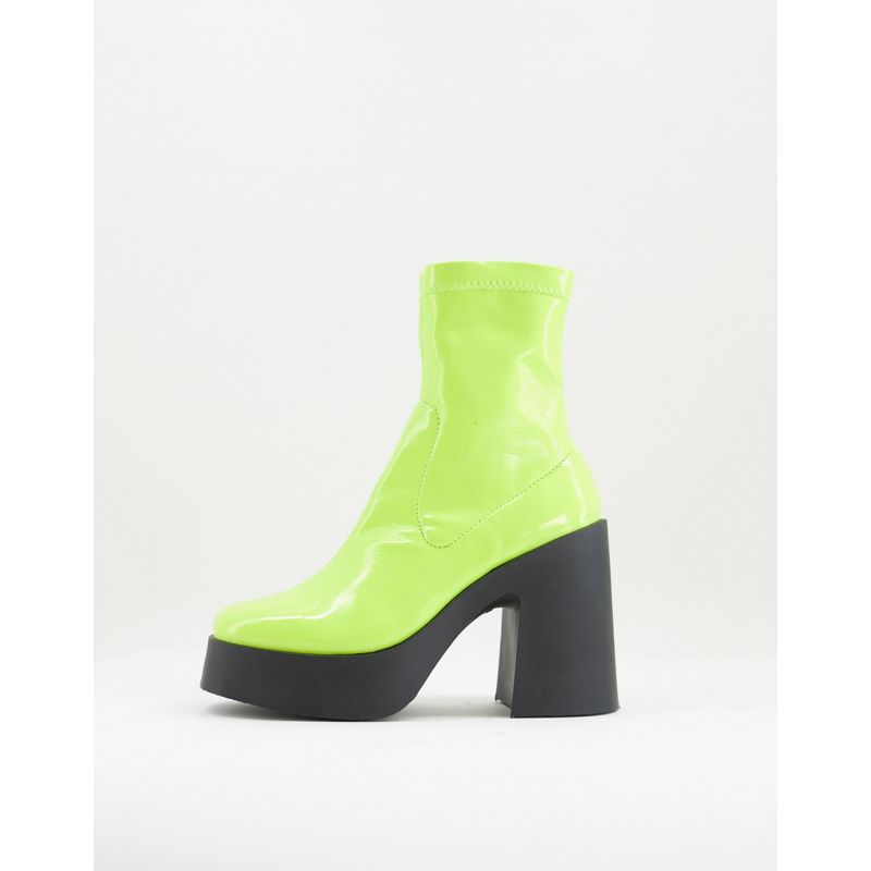 0BRxM Scarpe DESIGN - Elsie - Stivali a calza verde fluo con tacco alto