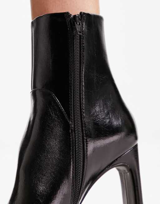 Asos black cheap patent ankle boots