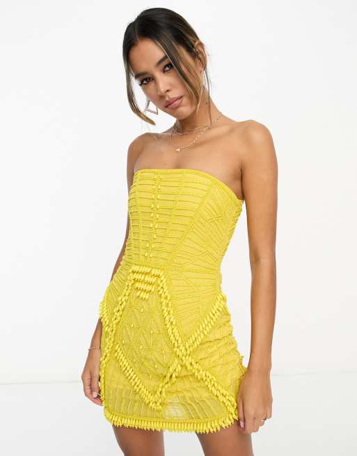 Asos yellow sale embellished dress