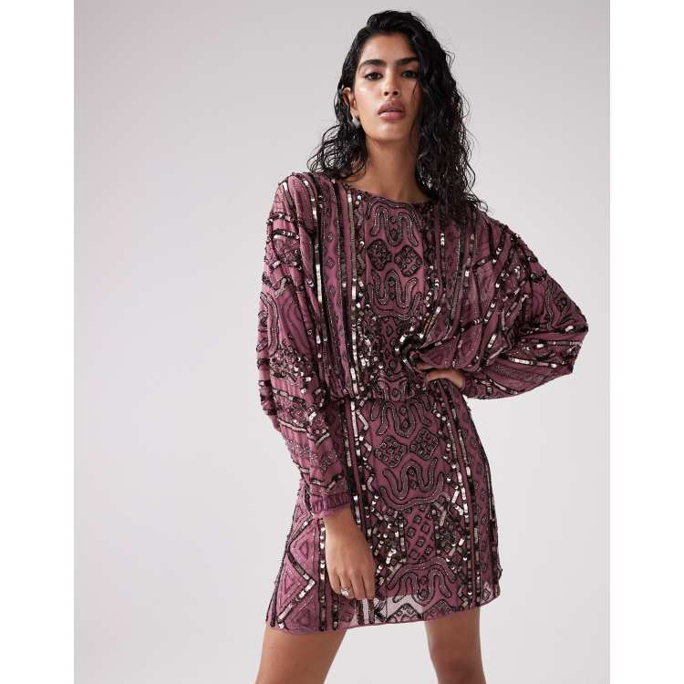 Asos design mini dress with heavily embellished cape hotsell